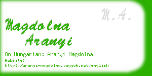 magdolna aranyi business card